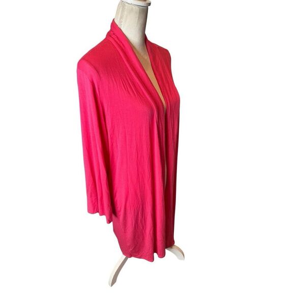 NATORI Ponte Knit Topper Open Cardigan Kimono Lounge Flow Pink Sz Large - Picture 2 of 4